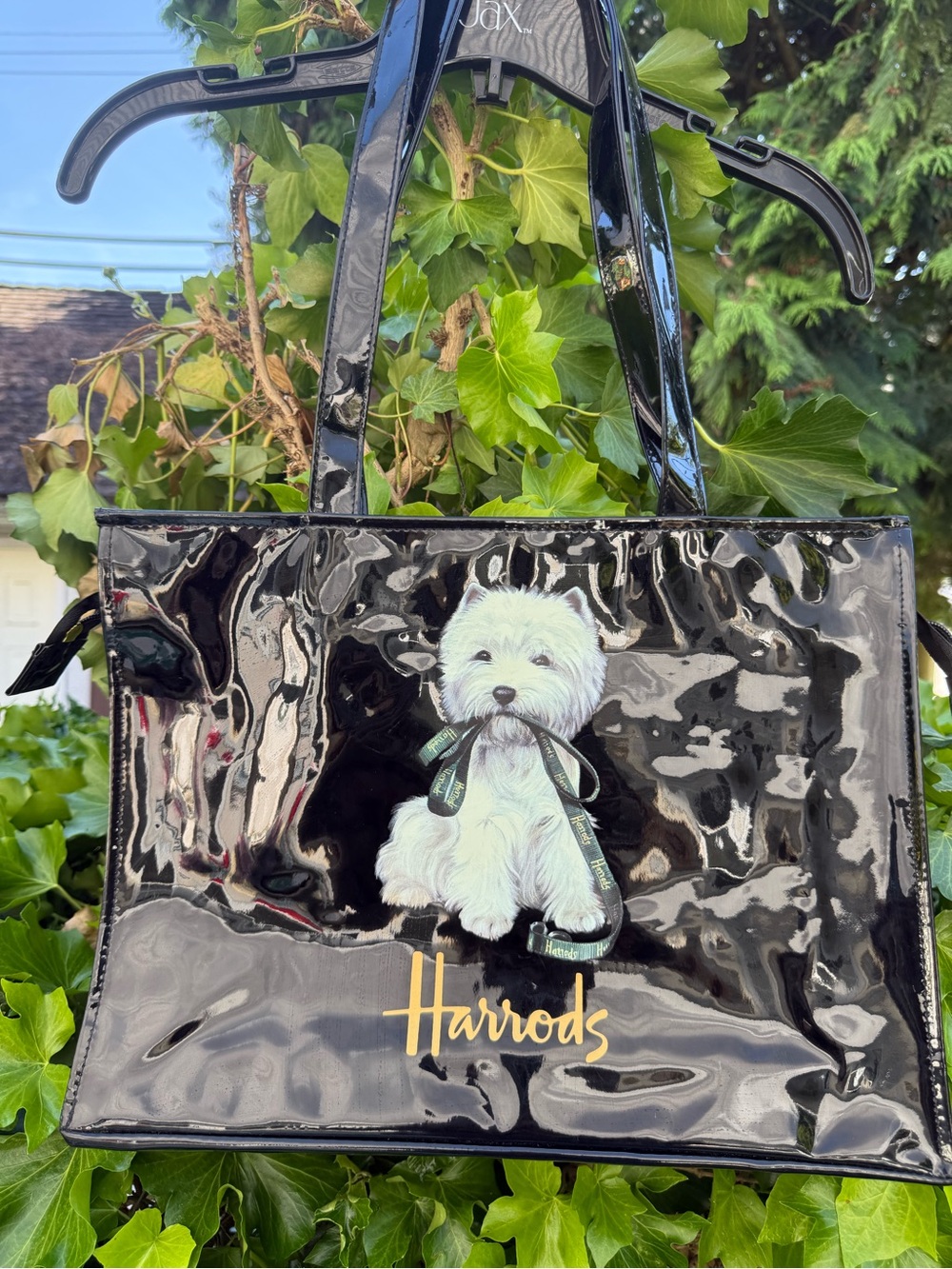 COLLECTOR Kingsbridge Harrods - Westie zippered black medium tote bag.